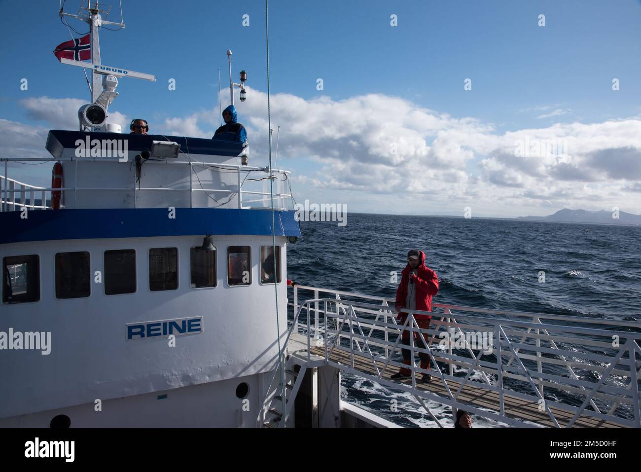 Former whaler Reina is nowadays starting for whale watching from Andenes in den very north of Andøya island in the Vesterålen archipelago. Stock Photo