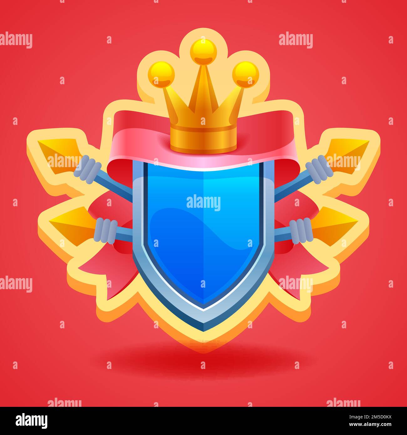 Game elements. Shield with crown and ribbon. Victory icon. Vector ...