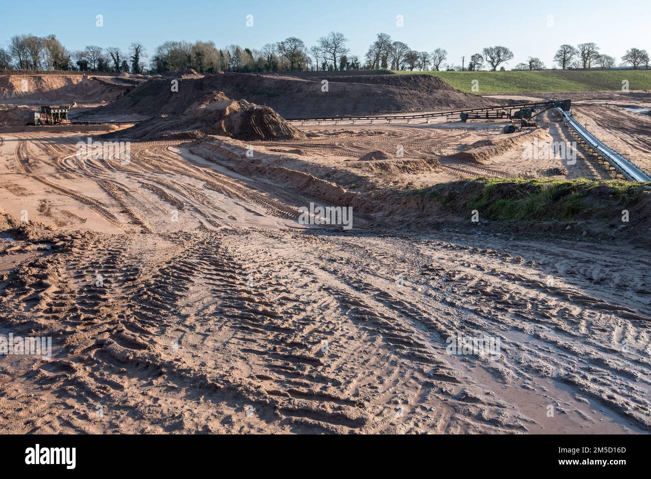 The changing face of Arclid Sand Quarry (near Sandbach)  as at Christmas 2022. Stock Photo