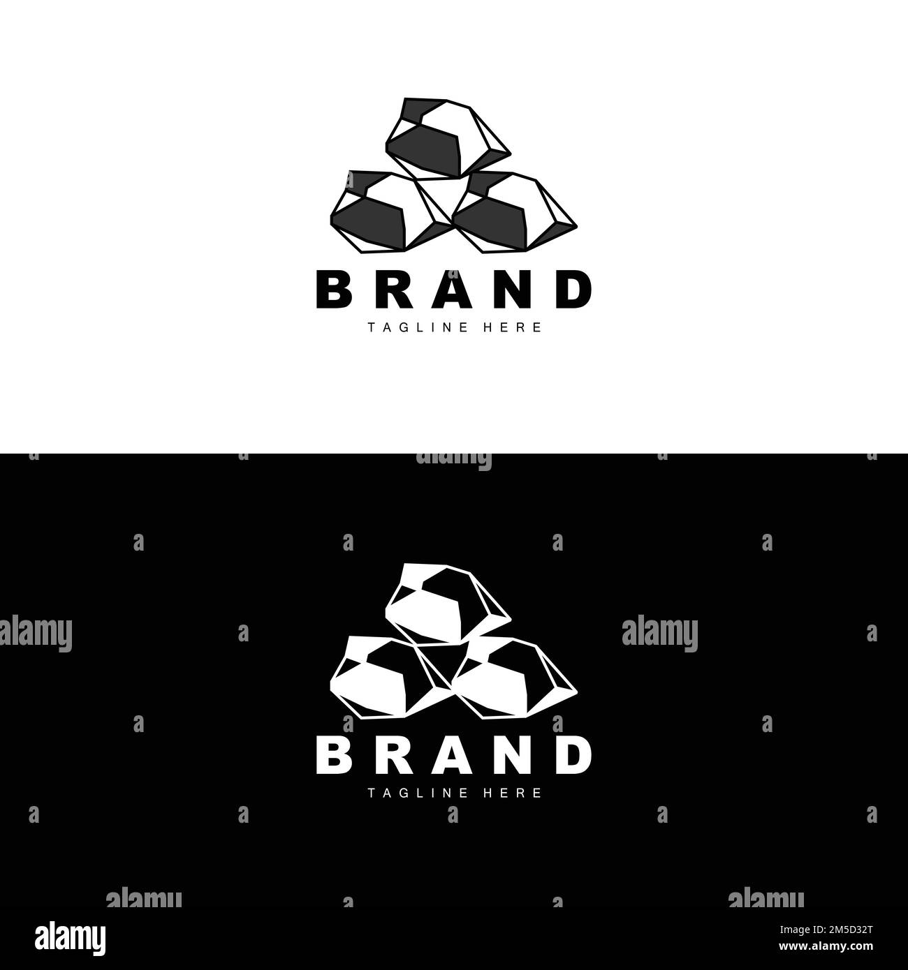 Stone Logo, Gem Line Stone Design, Diamond, Crystal, Simple Elegant, Product Brand Vector