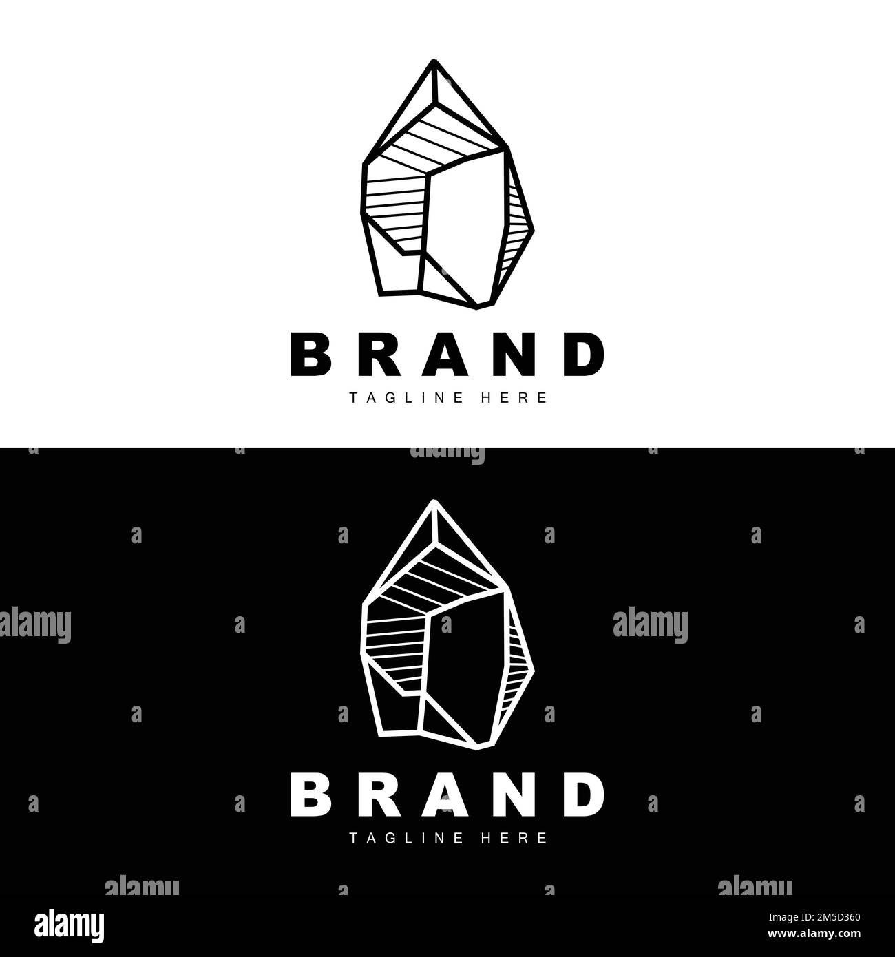 Stone Logo, Gem Line Stone Design, Diamond, Crystal, Simple Elegant, Product Brand Vector