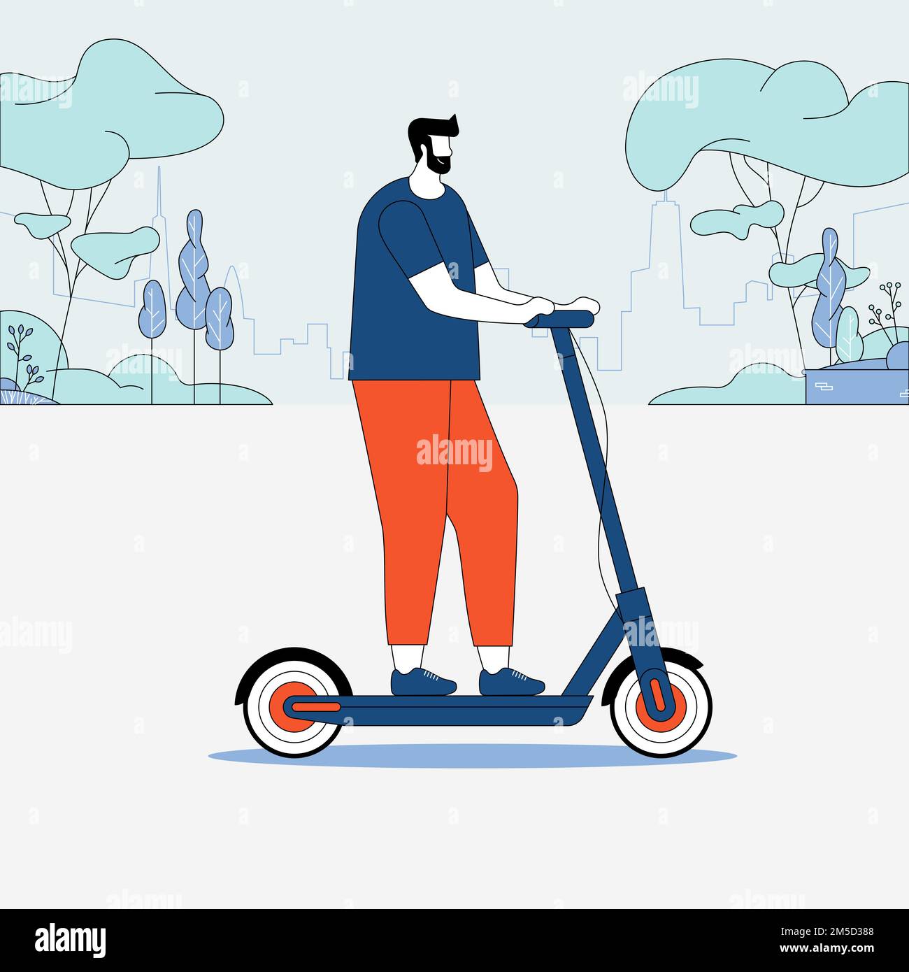 People driving different ecological transport Spend active leisure in