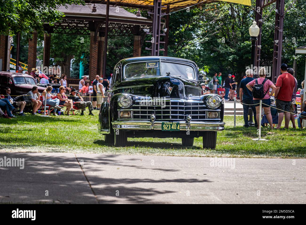 Des Moines, IA - July 03, 2022: Wide angle front view of a 1947 Cadillac Series 75 Fleetwood Limousine at a local car show. Stock Photo