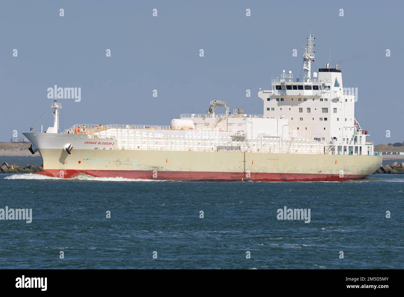 The fruit juice tanker Orange Blossom 2 is leaving the port of