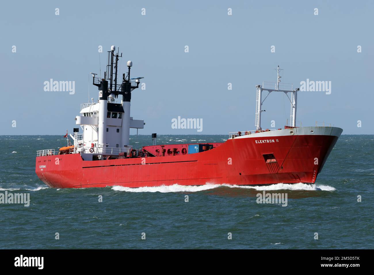 The ro-ro cargo ship Elektron II arrives at the port of Rotterdam on August 31, 2022. Stock Photo