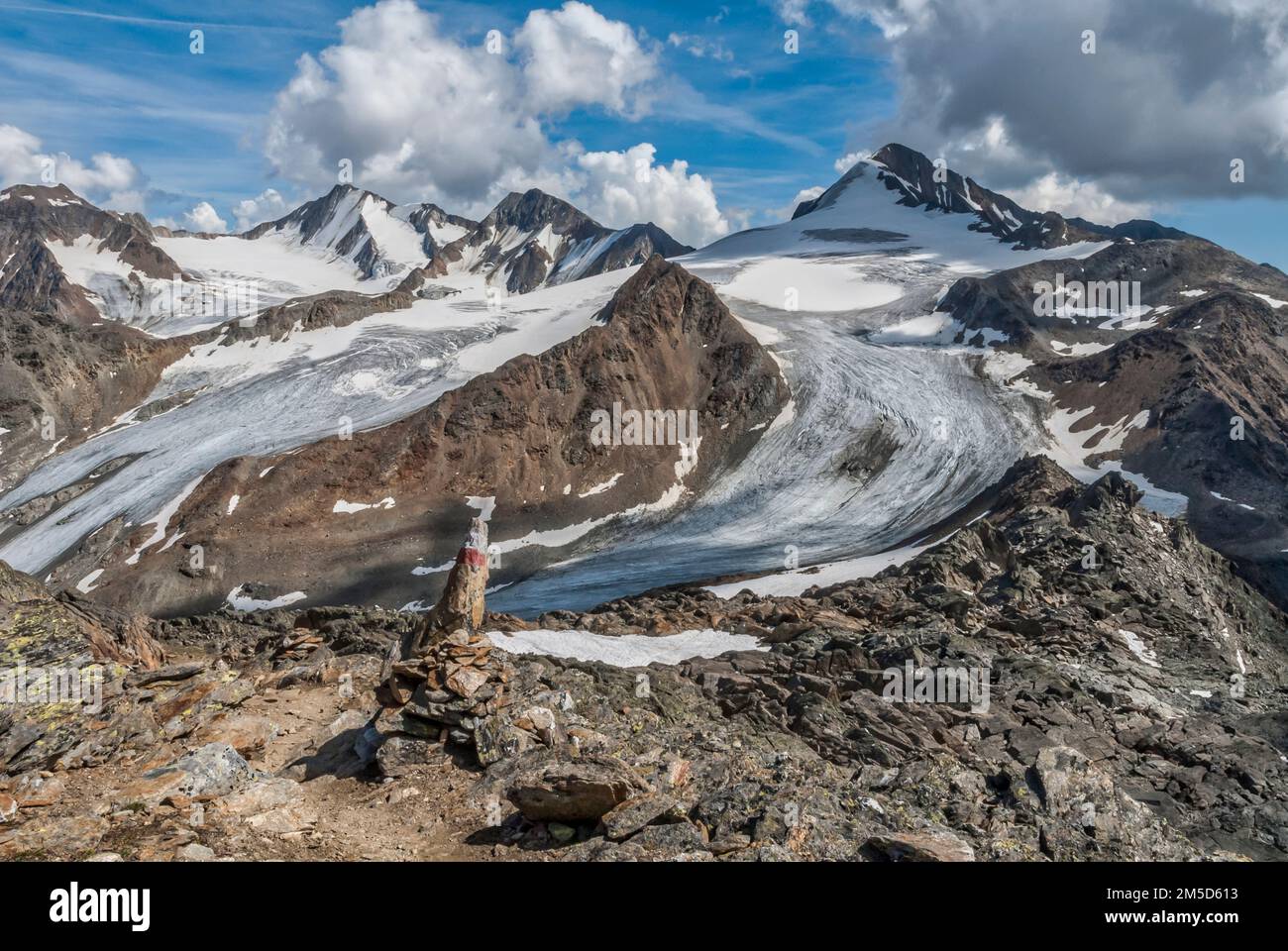 The image is of the Similaun mountain from near the memorial to Oetzi