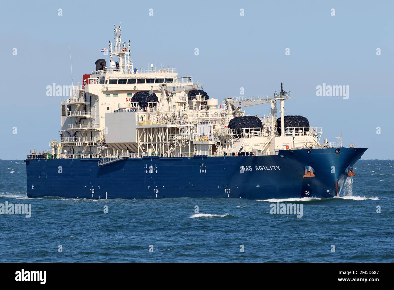 The LNG bunker ship Gas Agility arrives in the port of Rotterdam on August 31, 2022 Stock Photo