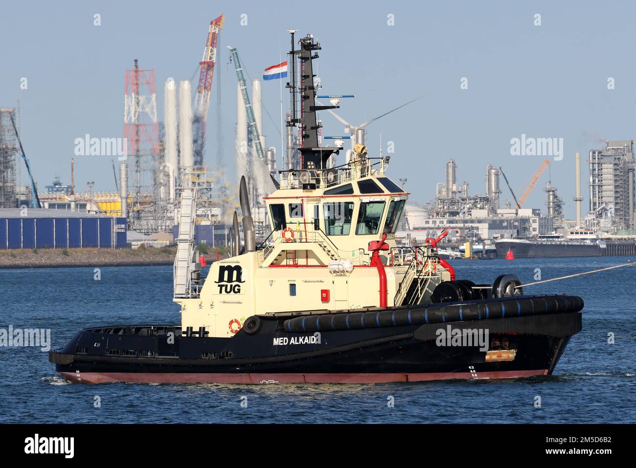 The harbor tugboat MED Alkaid works in the port of Rotterdam on August 31, 2022 Stock Photo