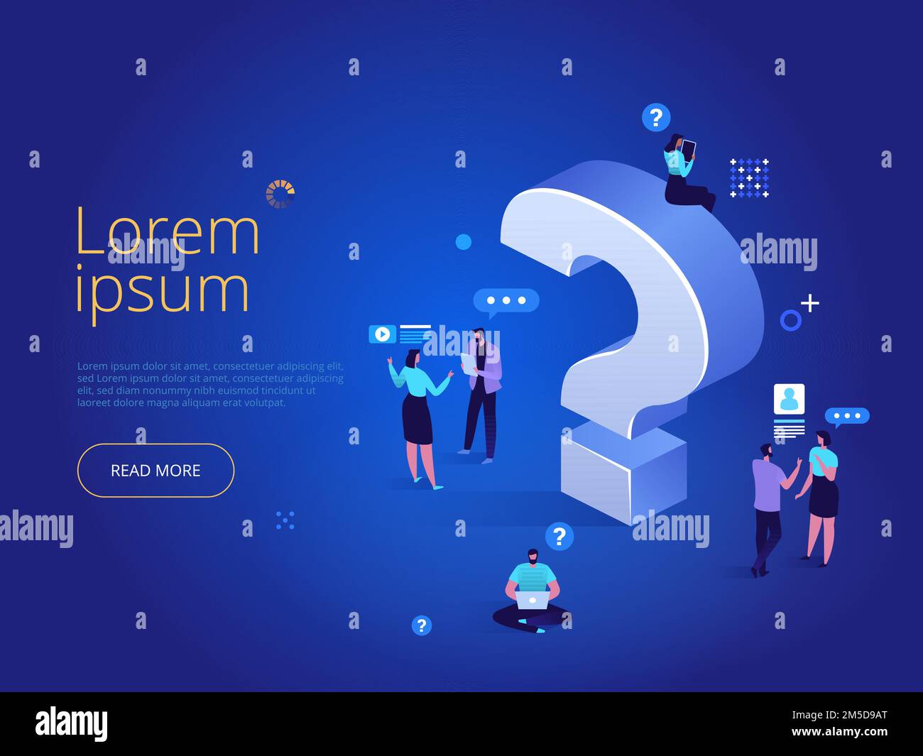 Question mark landing page template. Business people asking questions ...