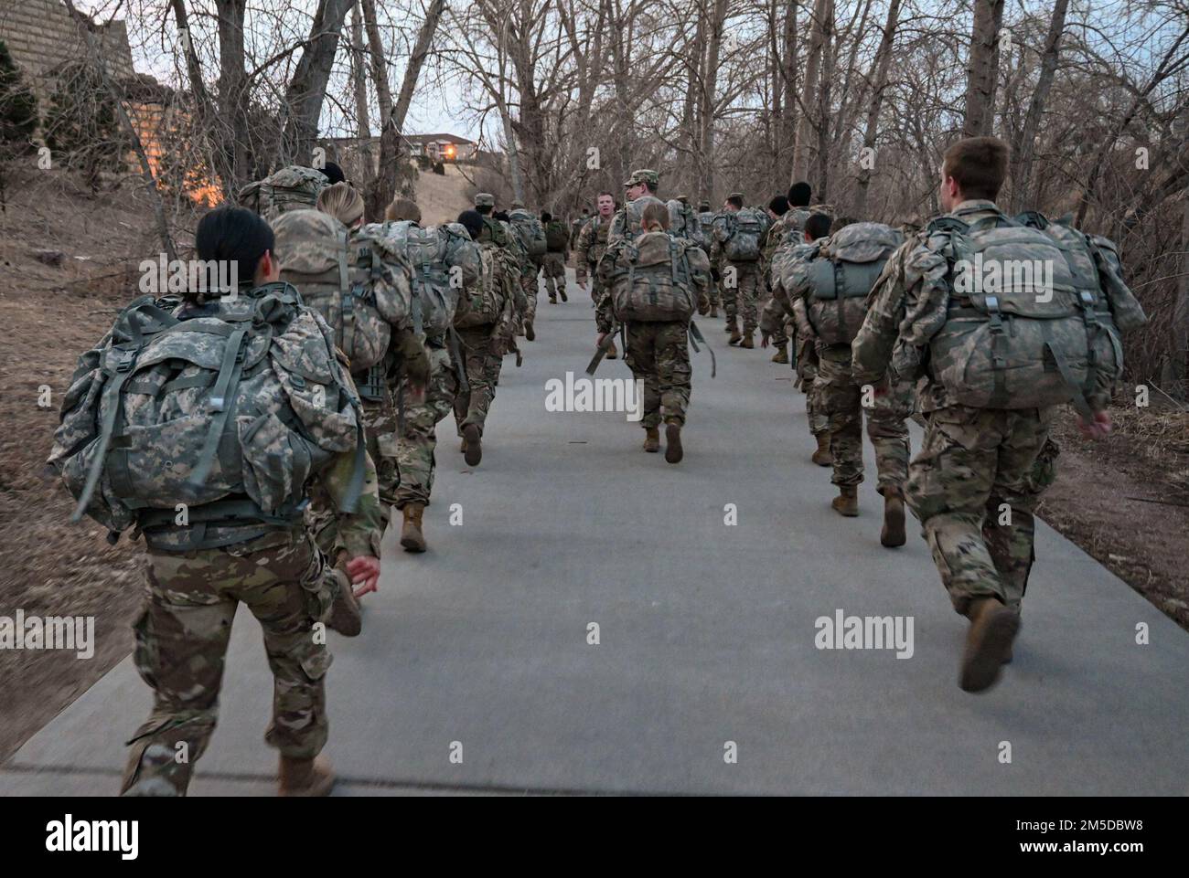 Cadets assigned to the Mountain Ranger Battalion participate in a ruck