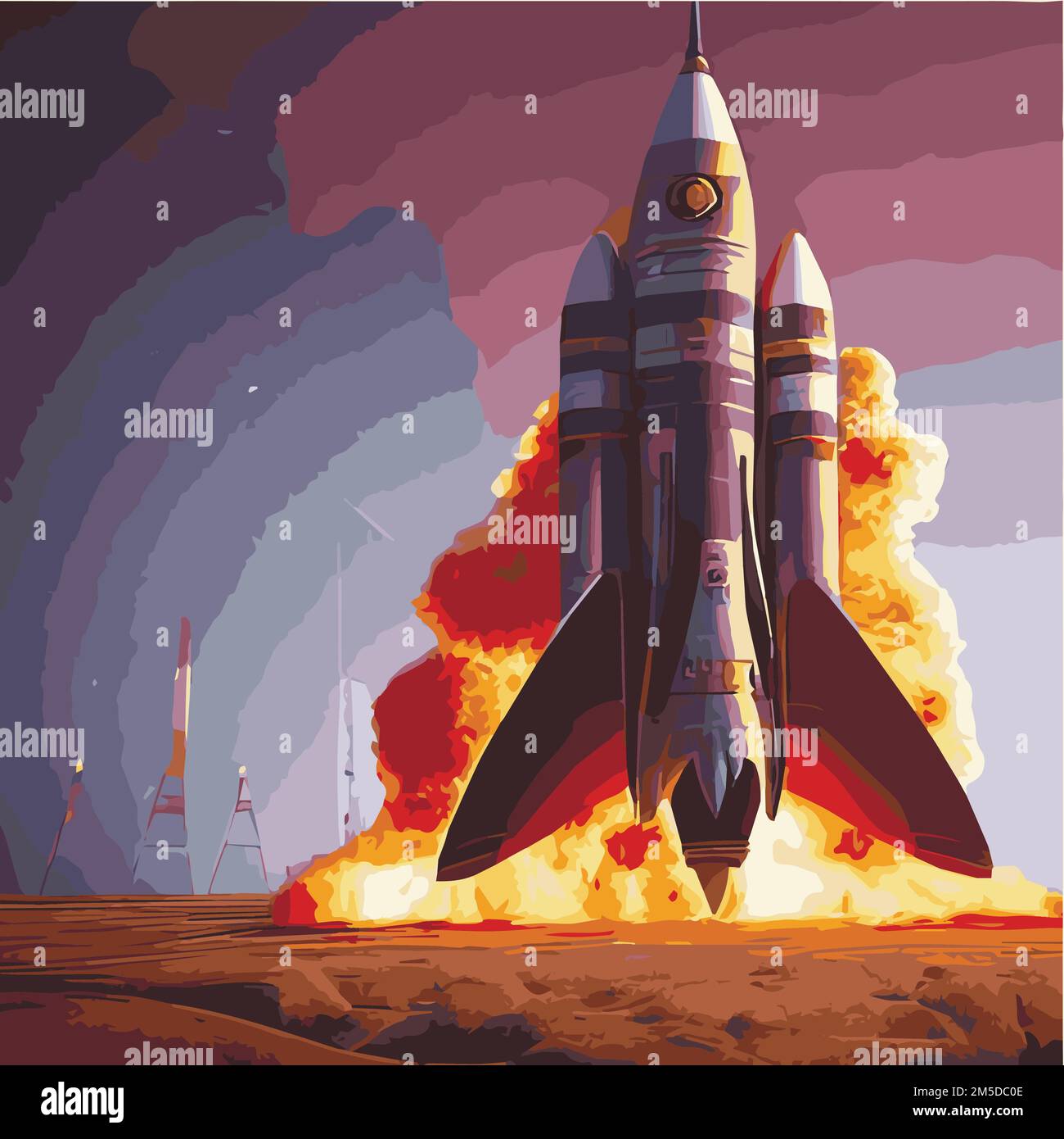 Illustration Rocket start to the mars