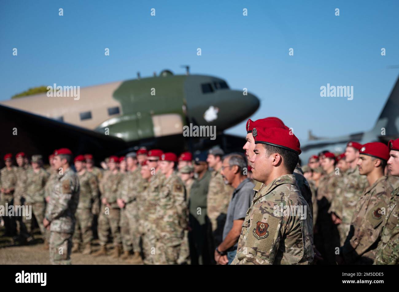 Members of the U.S. Air Force Special Tactics community gathered for a ceremony to celebrate the life and sacrifices of Master Sergeant John Chapman and Senior Airman Jason Cunningham on March 4, 2022. Chapman was awarded the Medal of Honor and Cunningham received the Air Force Cross posthumously for their heroic actions in the Battle of Takur Ghar on this day 20 years ago. Stock Photo