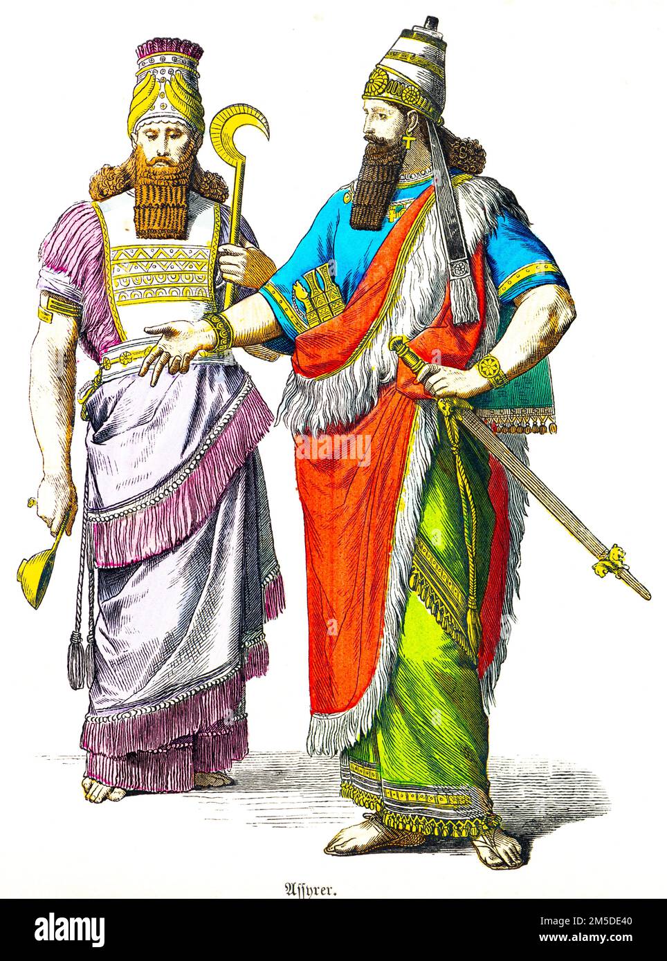 Historical costumes of the Egyptians,,colored  historical illustration, Münchener Bilderbogen, München 1890 Stock Photo