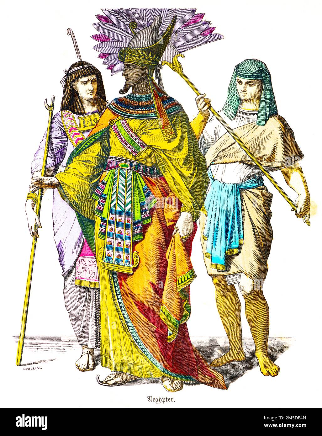 Historical costumes of the Egyptians,, colored  historical illustration, Münchener Bilderbogen, München 1890 Stock Photo