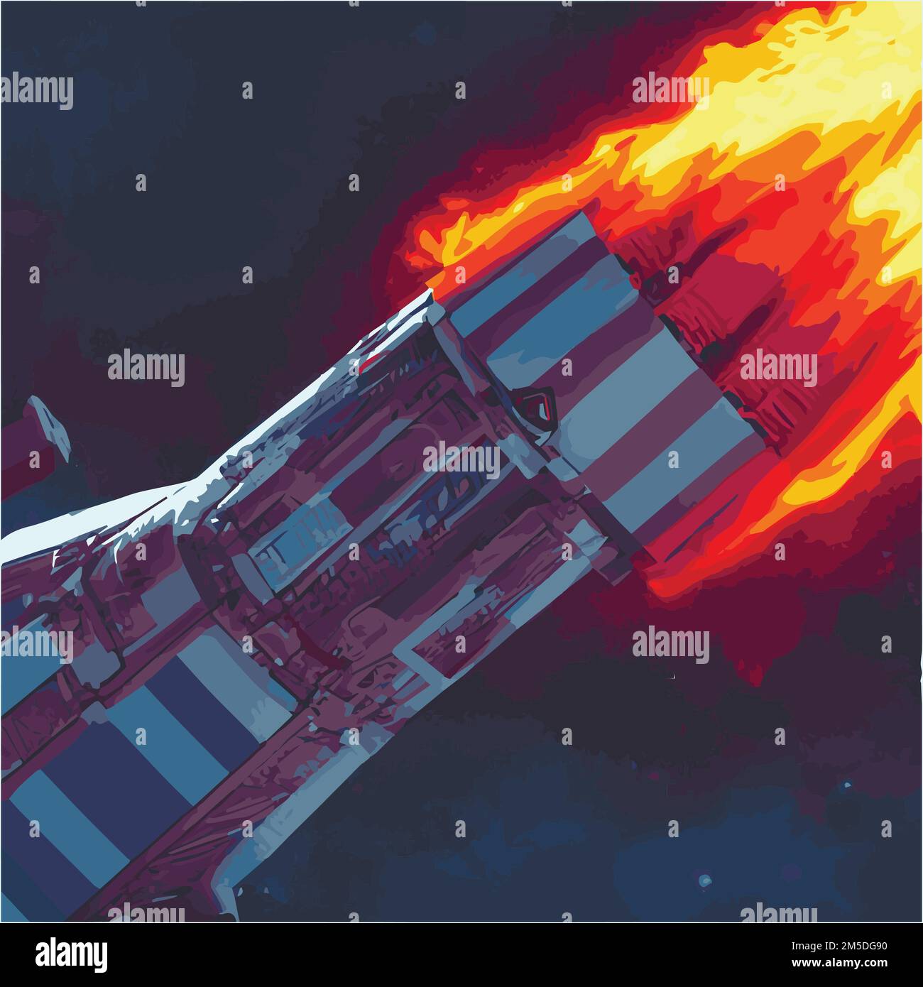The outer space launch system takes off. Vector illustration