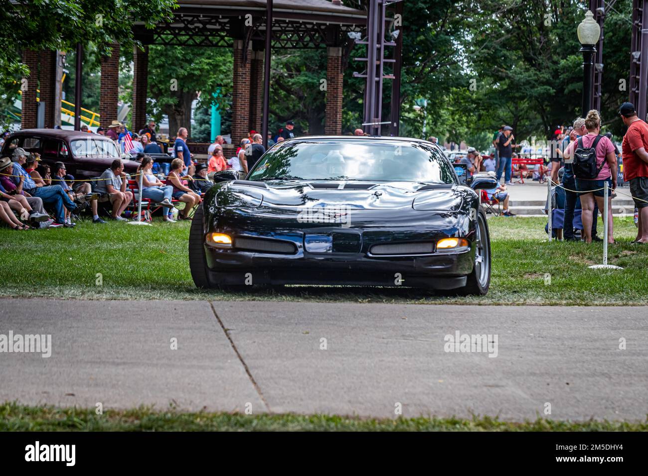 Des Moines, IA - July 03, 2022: Wide angle front view of a 2004 Chevrolet Corvette C5 Z06 at a local car show. Stock Photo