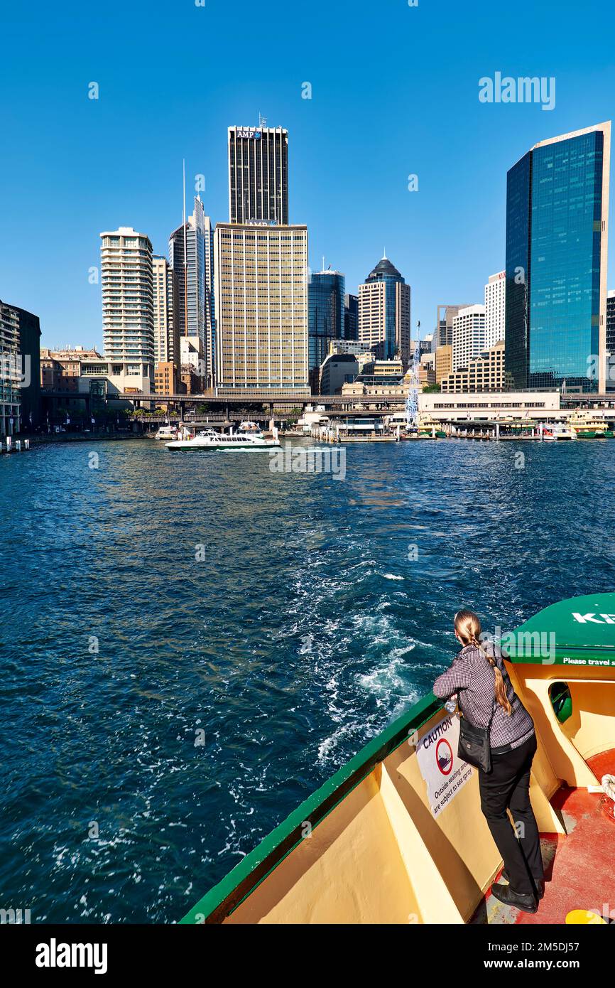 Sydney. New South Wales. Australia. View of the Central Business District (CBD) from the ferry to Manly Stock Photo