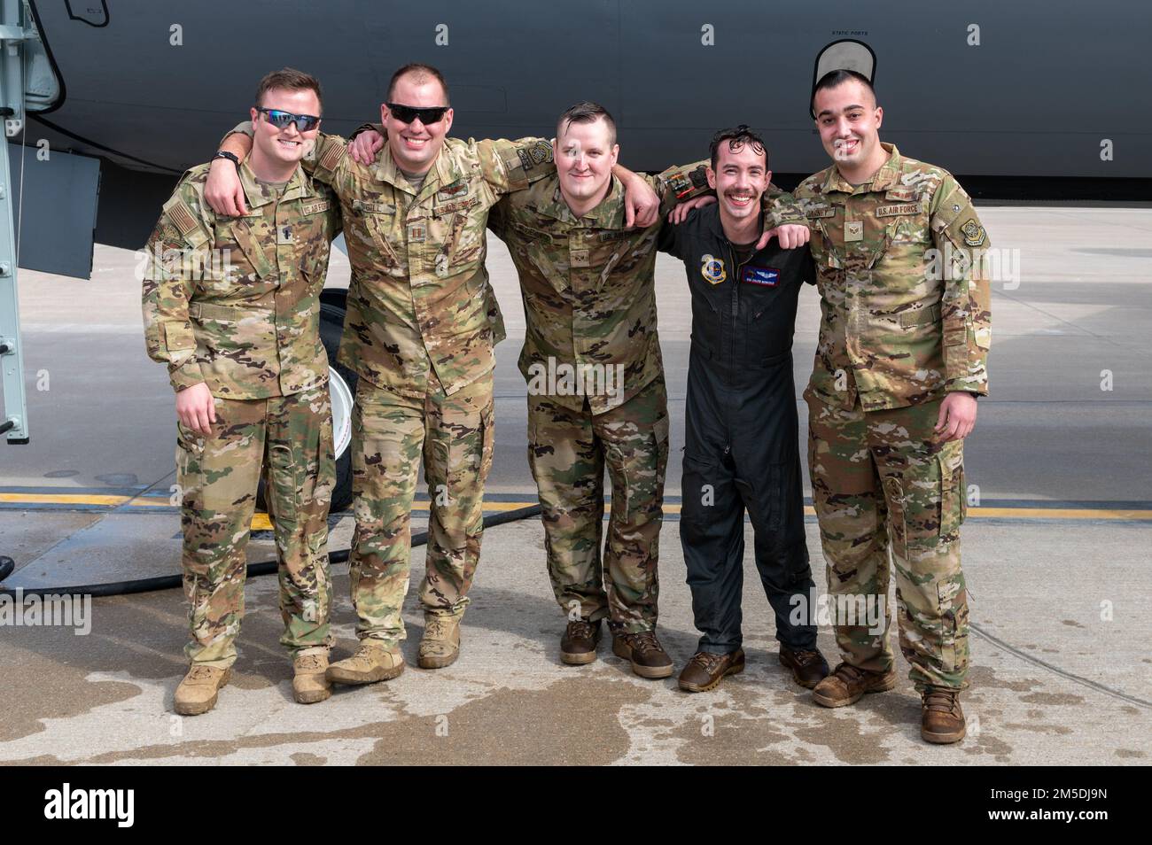 The aircrew assigned to the 349th Air Refueling Squadron pose for a ...