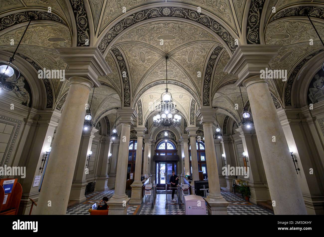 Interior of ELTE Central University Library in Budapest, Hungary
