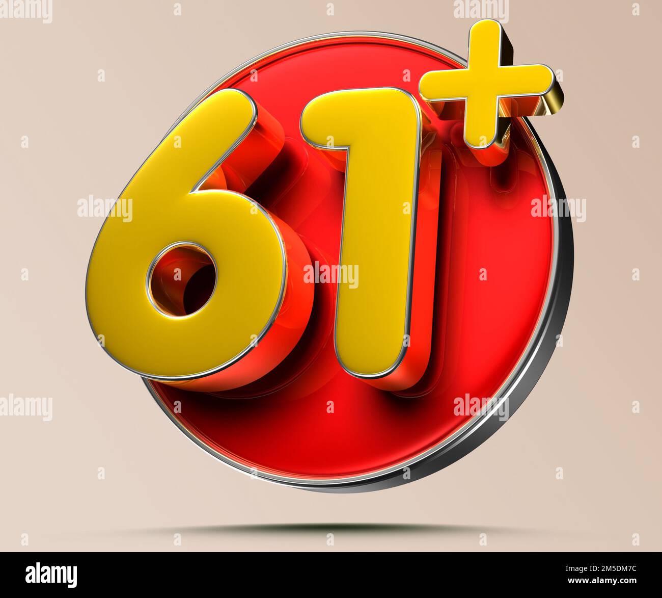 61 plus 3D illustration on light cream background have work path