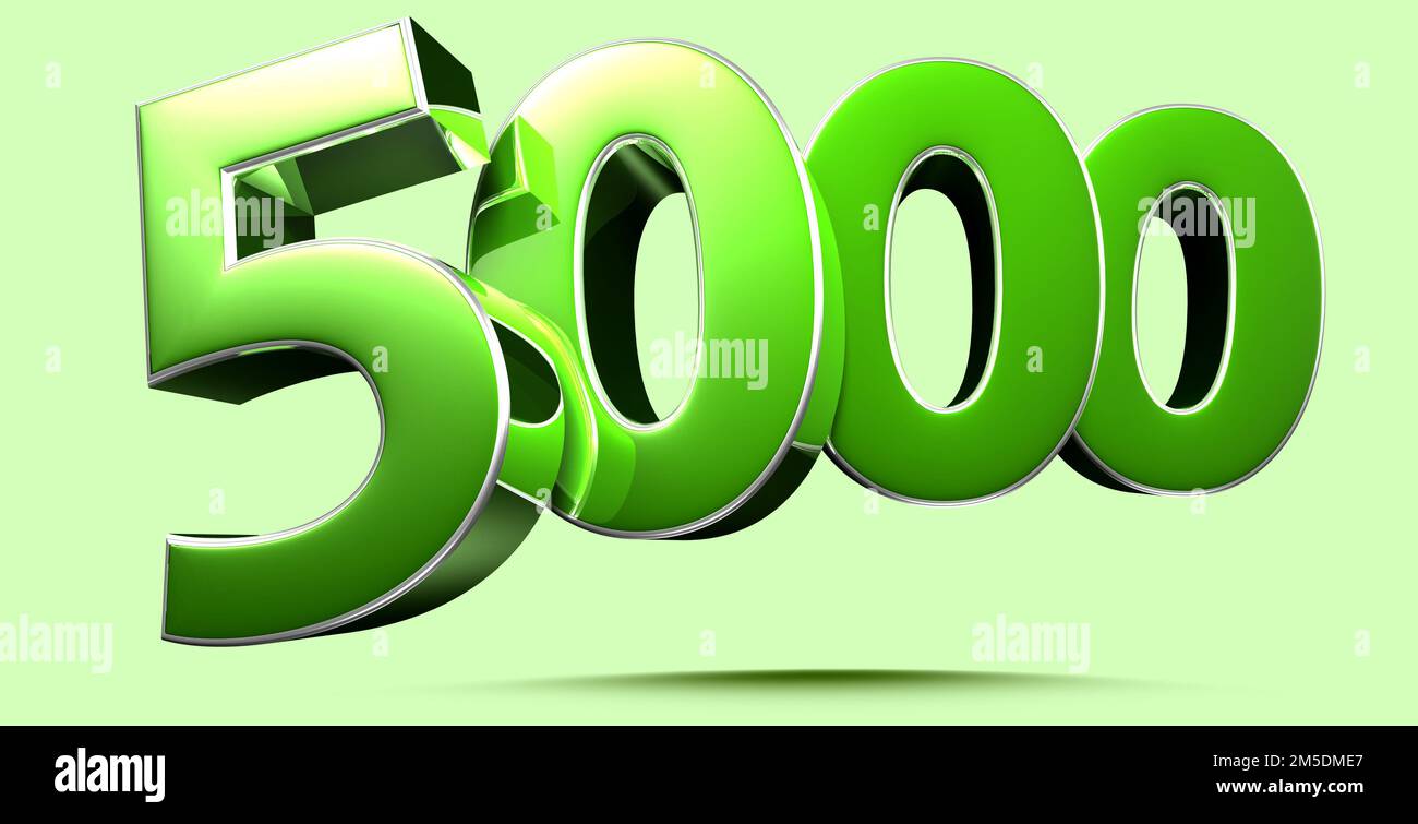Number 5000 3D illustration light green background have work path ...