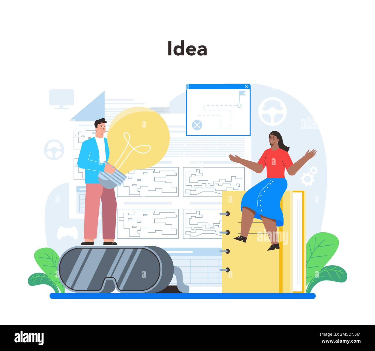 Game development concept. Creative process of a computer video game