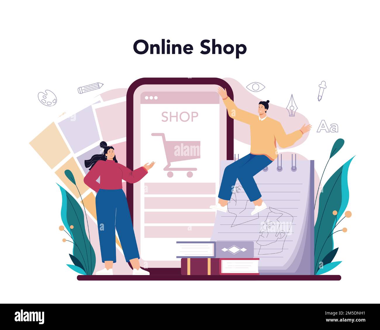 Illustration designer online service or platform. Artist drawing