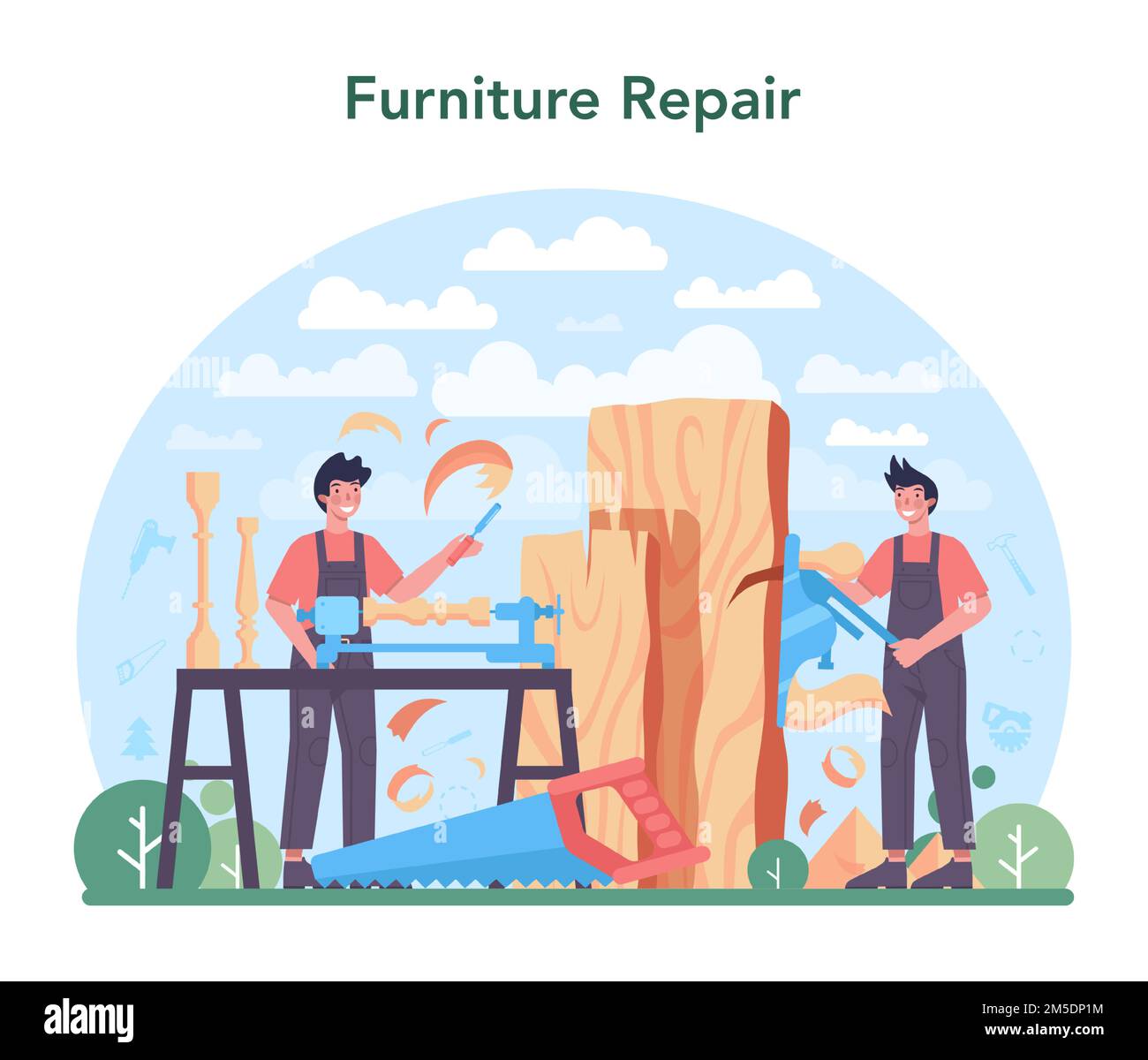 Joiner or carpenter concept. Wooden furniture constructor working with