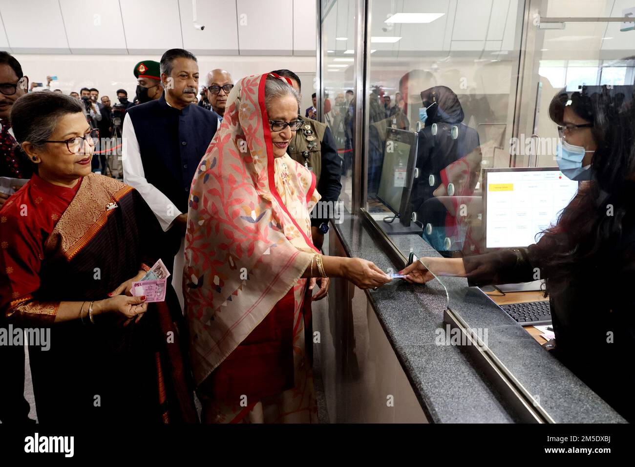 Dhaka, Bangladesh - December 28, 2022: Prime Minister Sheikh Hasina announced the inauguration of the first metro rail at Uttara station in Dhaka. Lat Stock Photo