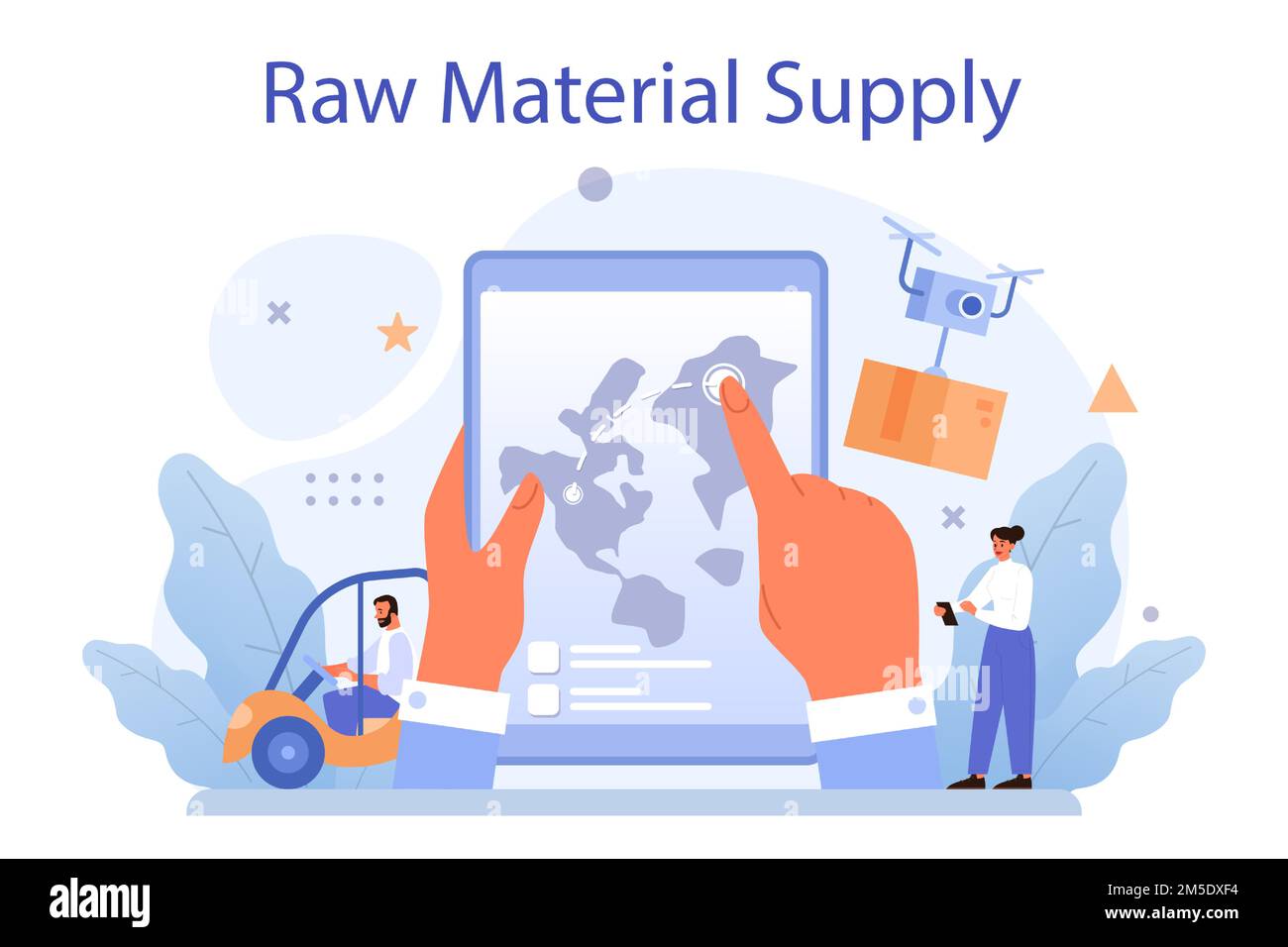 Raw material supply concept. Suppliers, B2B idea, global distribution