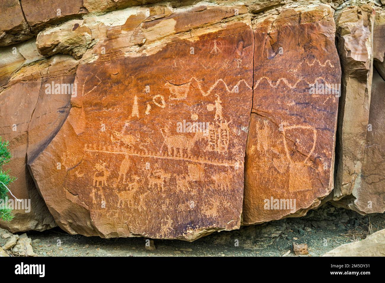 Petroglyph panel near Balanced Rock, Nine Mile Canyon, Utah, USA Stock Photo