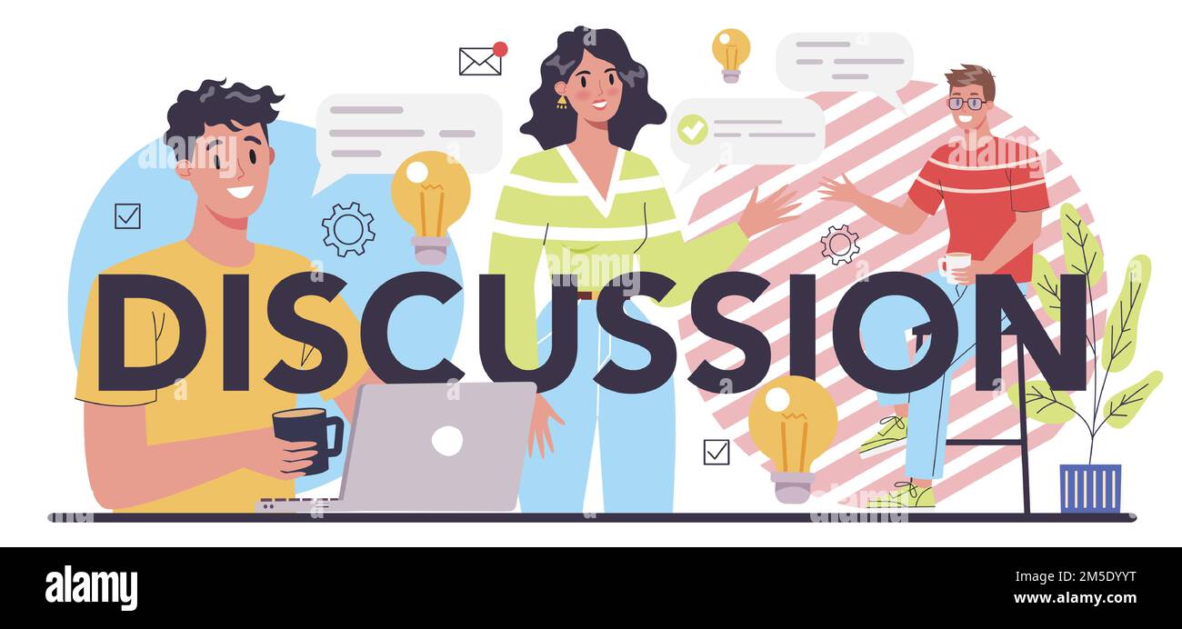 Discussion typographic header. New idea generation in teamwork ...