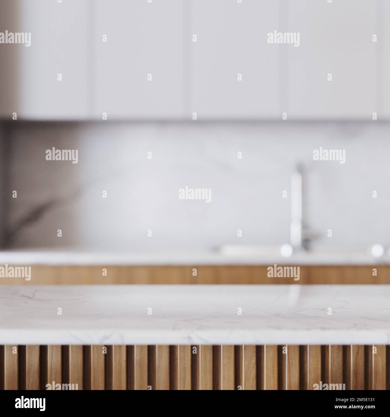 Closeup of kitchen countertop with place for your product placement