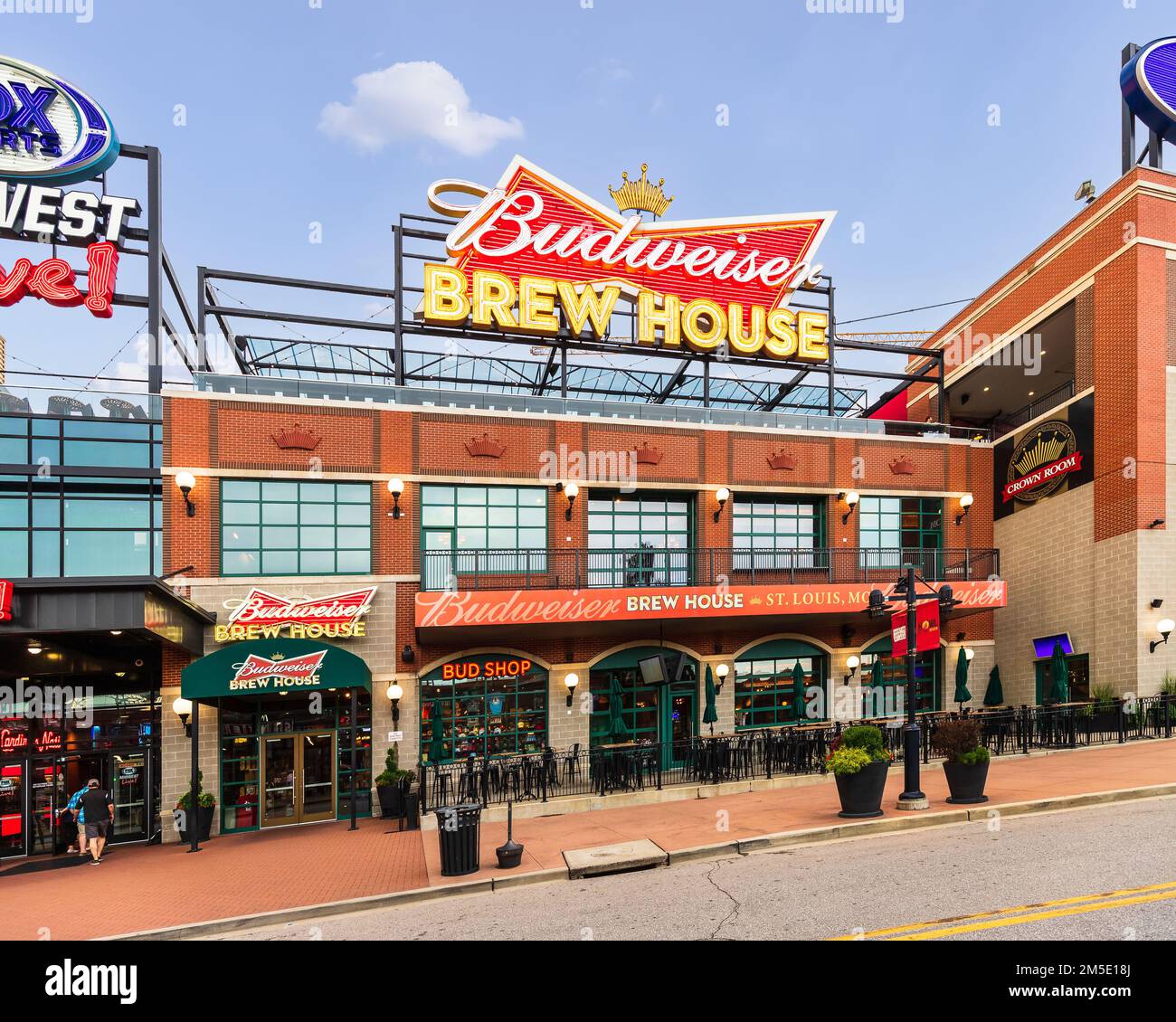 Budweiser Brew House is located in the Ballpark Village, directly