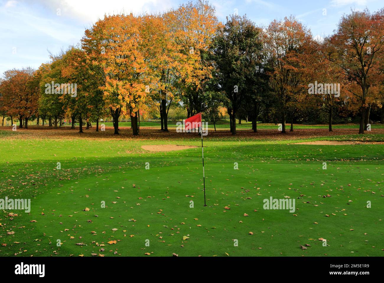 The 3rd green at Thorpe Wood golf course, Peterborough, Cambridgeshire