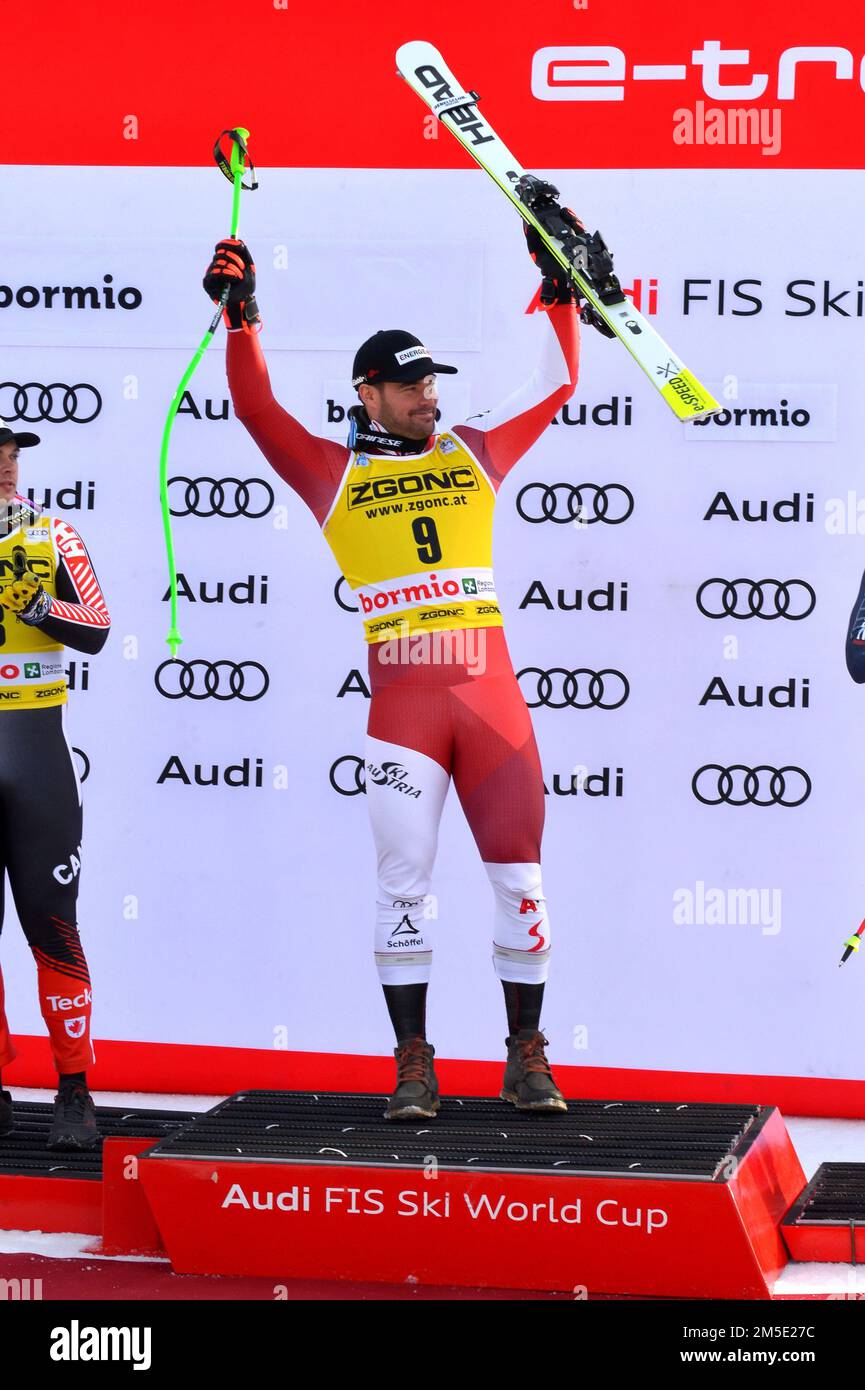 podium men's downhill bormio 2022 winner kriechmayr vincent during the