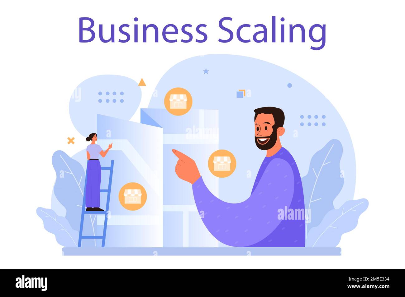 Business scaling concept. Franchise business expansion. Idea of business growth and expand ...