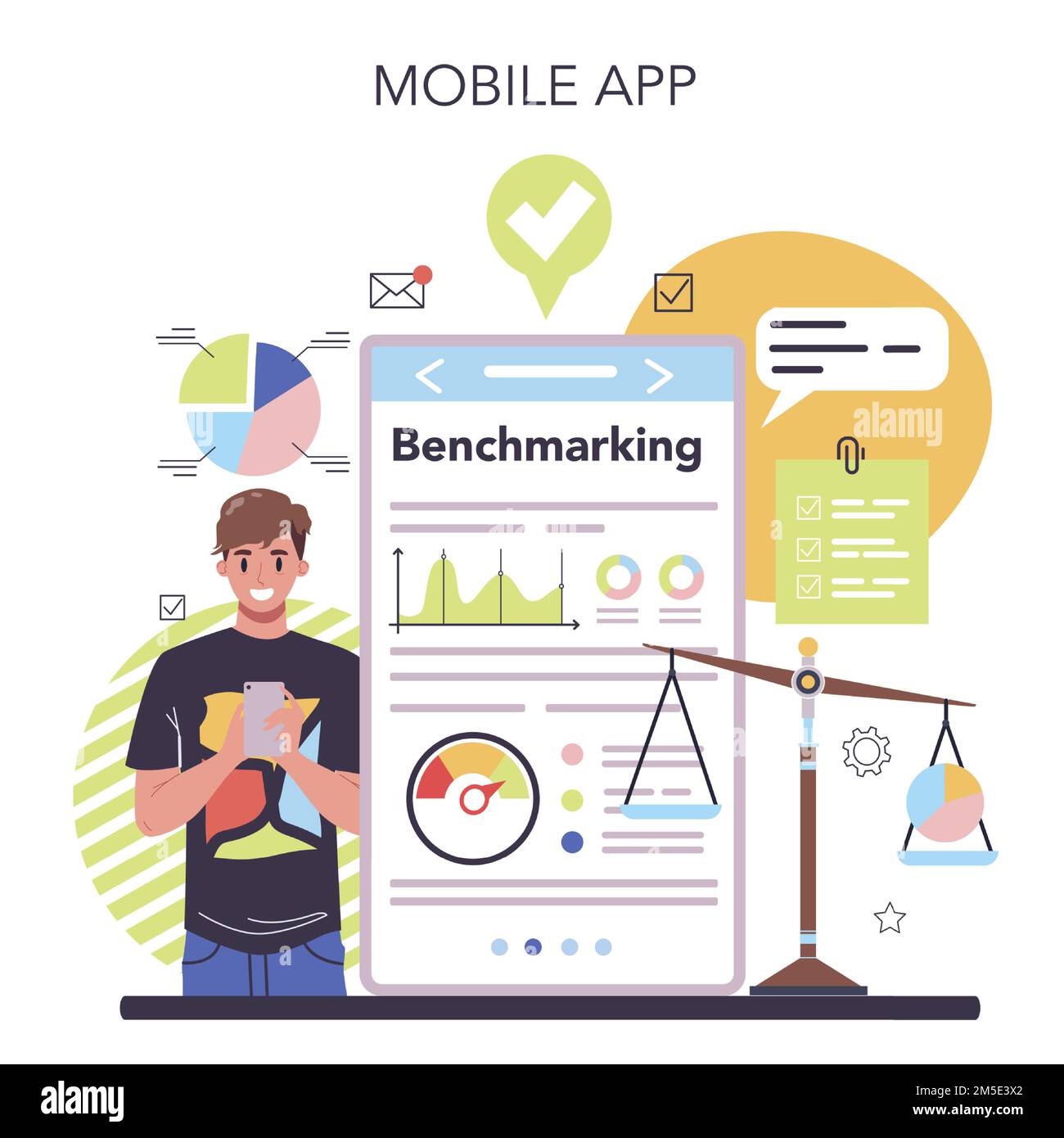 Benchmarking online service or platform. Idea of business improvement