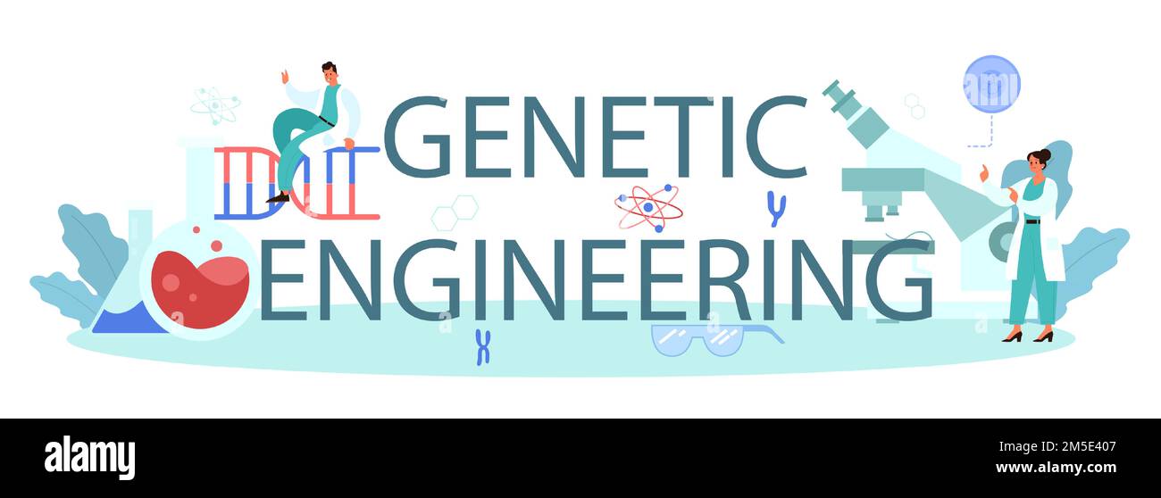 Genetic engineering typographic header. Medicine and science technology ...