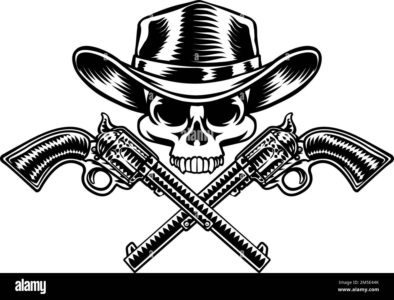 Cowboy Hat Pistols Skull Pirate Cross Bones Stock Vector Image & Art ...