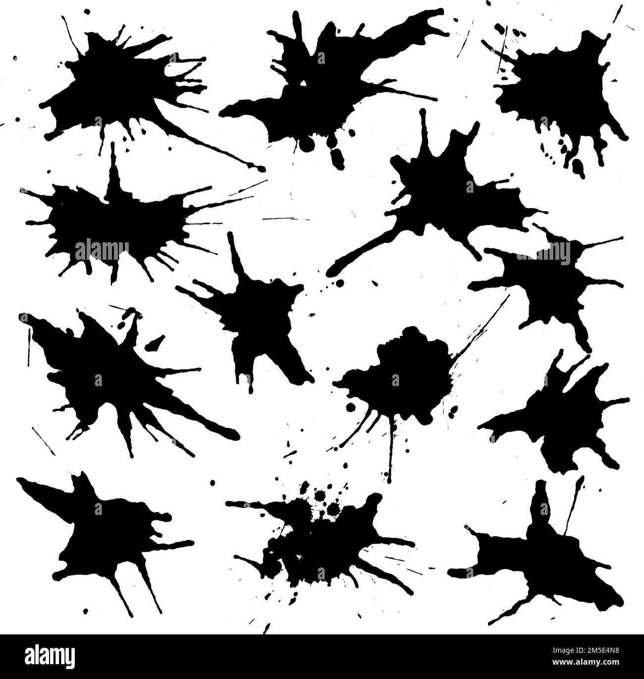 Black ink spots set on white background. Ink illustration. Brush strokes set Stock Vector Image