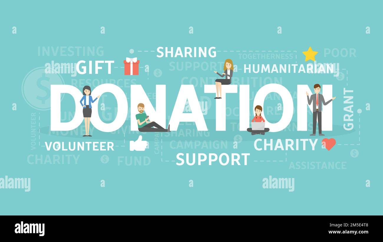 Donation concept illustration. Idea of gift, support and charity. Stock Vector
