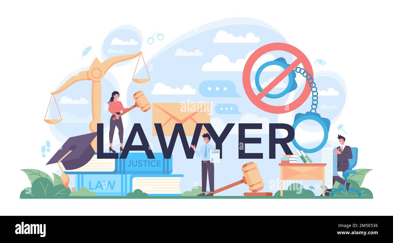 Lawyer typographic header. Punishment and judgement idea. Housing