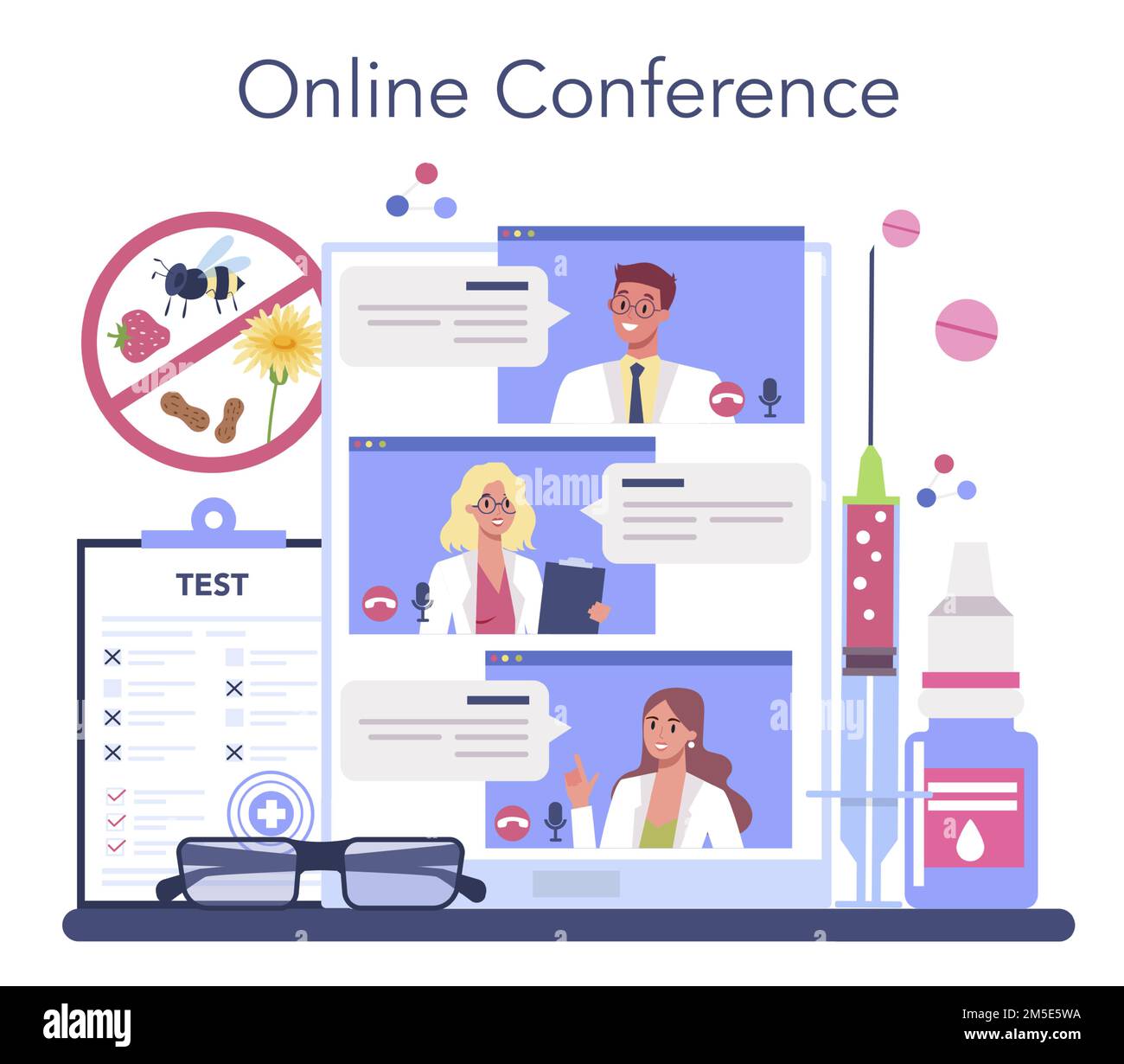 Allergist online service or platform. Disease allergy symptom, medical
