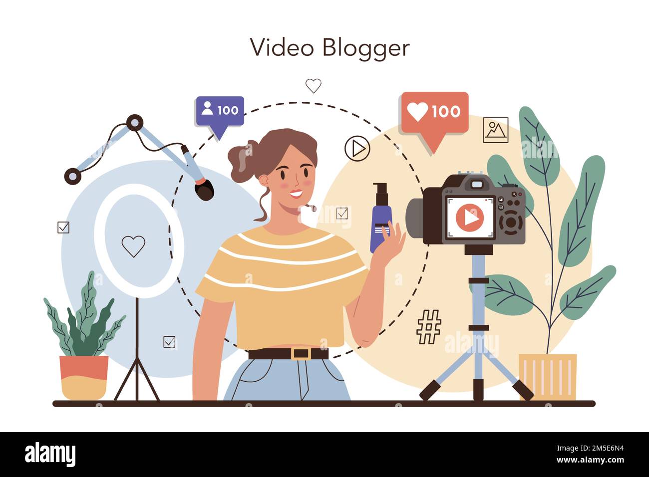 Blogger concept. Sharing media content in the Idea of social