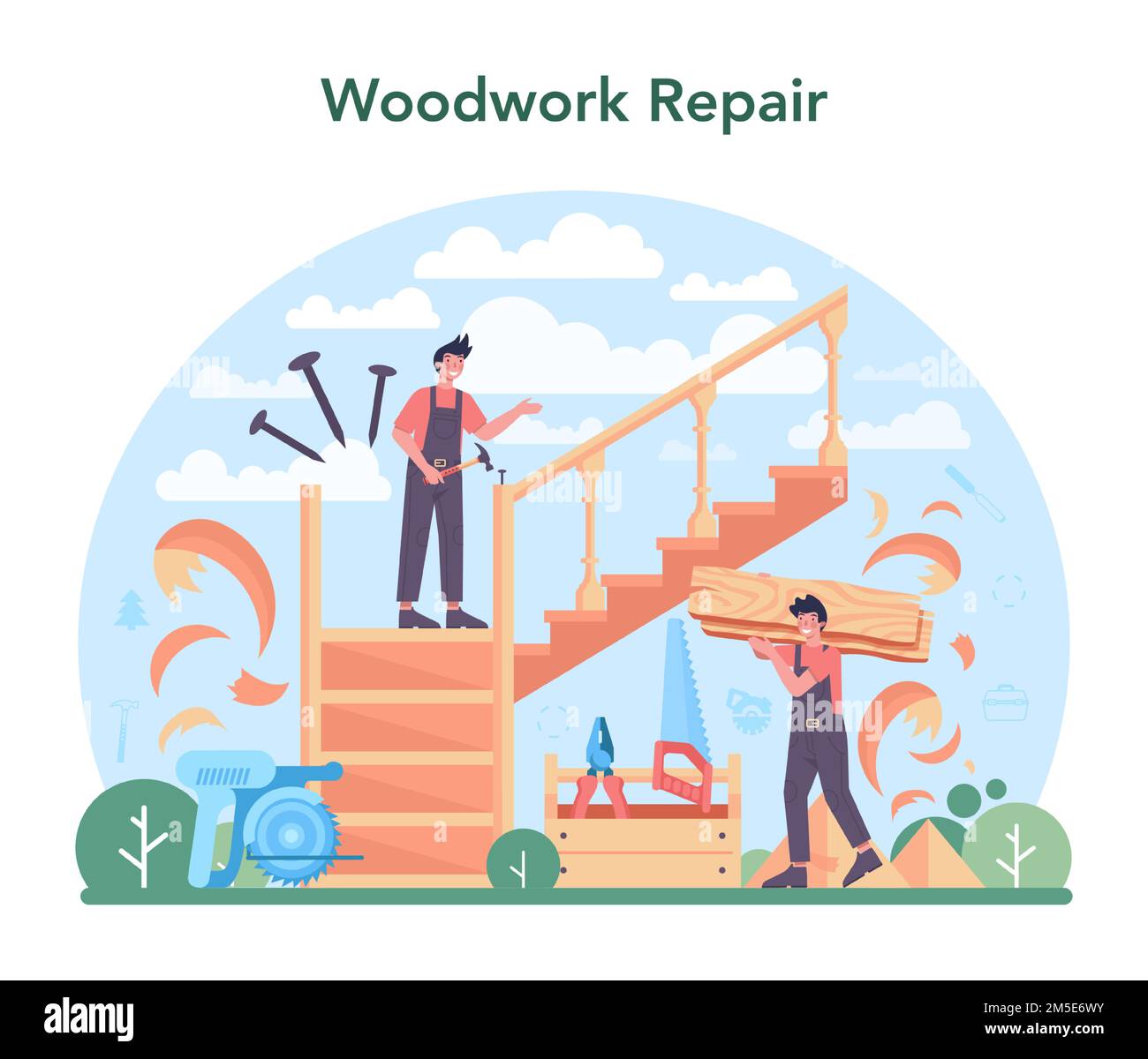 Joiner or carpenter concept. Wooden furniture constructor working with