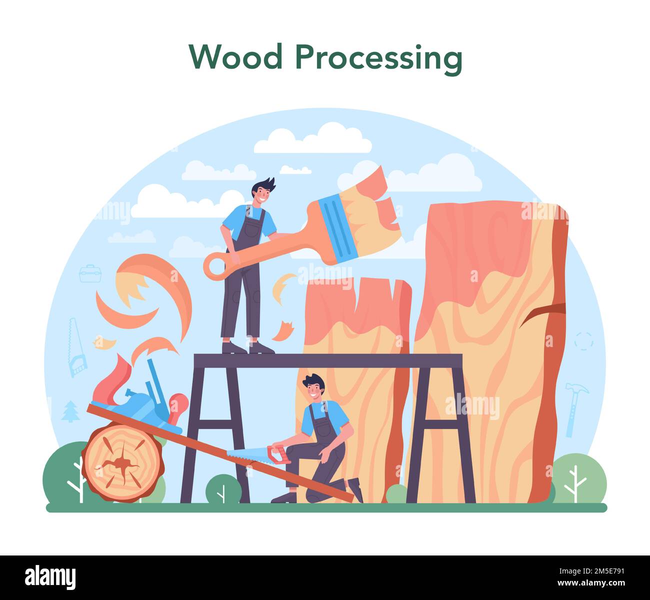 Wood processing machine in Stock Vector Images - Alamy