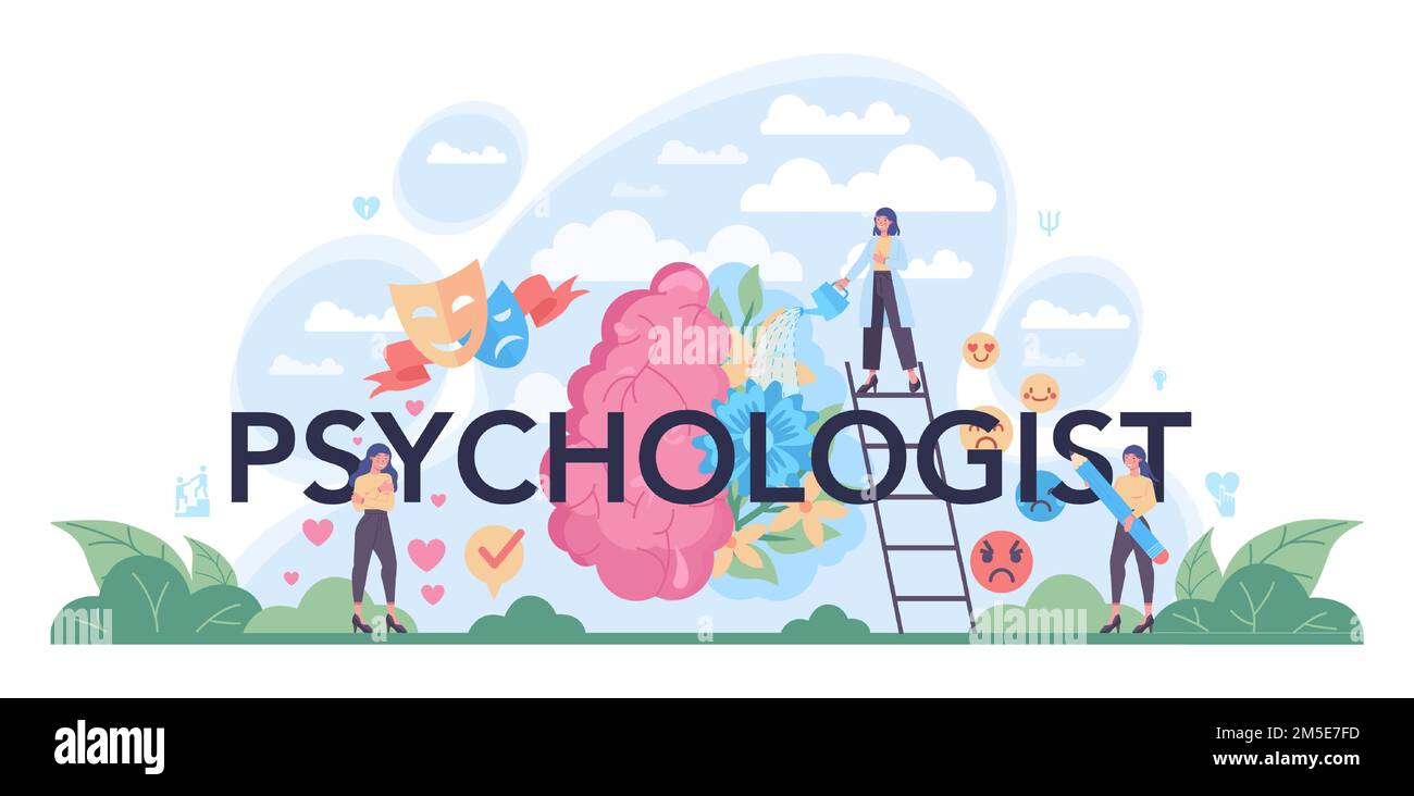 Psychologist typographic header. Mental health diagnostic. Doctor