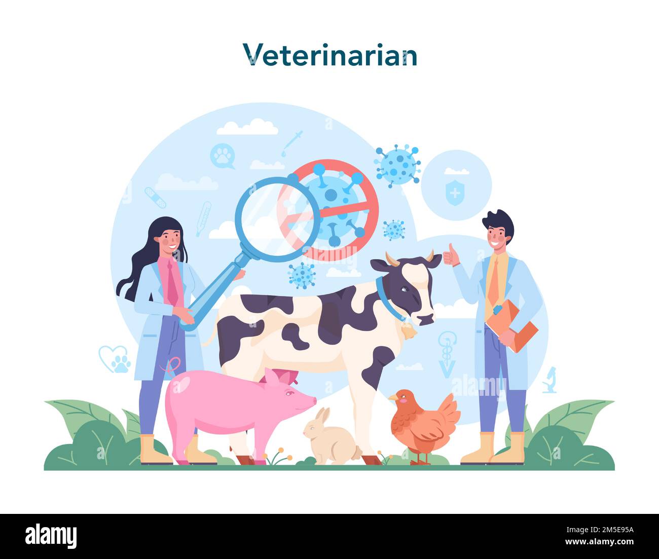 Pet veterinarian concept. Veterinary doctor checking and treating