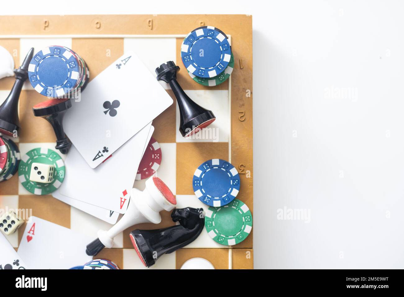 Gamepad, laying cards with the chips on the table. Stock Photo